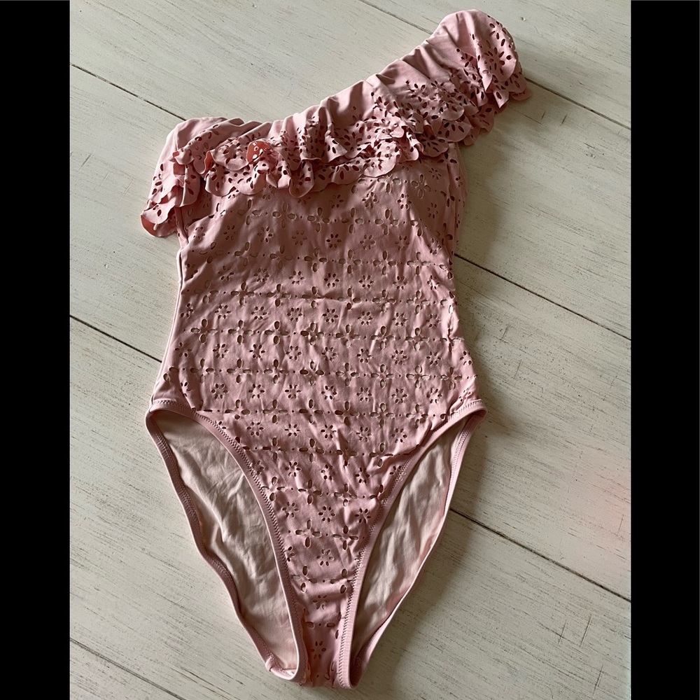 J. Crew Blush Pink One Shoulder Swimsuit Size 8